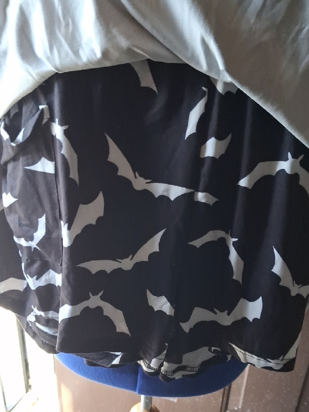 Black and White Bat-Print Women’s Dress Witb Built In Shorts - Picture 3 of 6